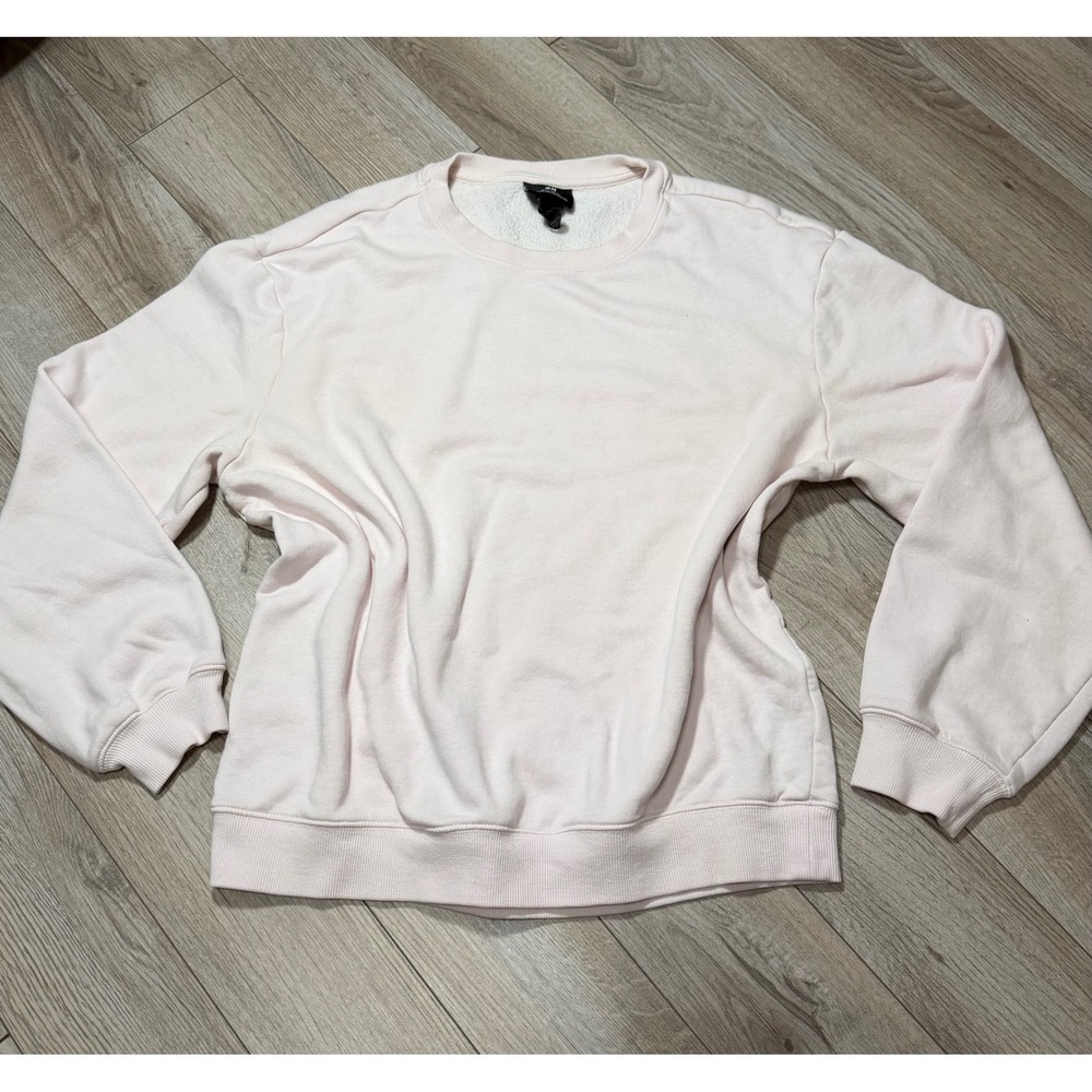 HM Relaxed Fit Crewneck Sweatshirt Light Pink Fleece Pullover Womens Size Medium